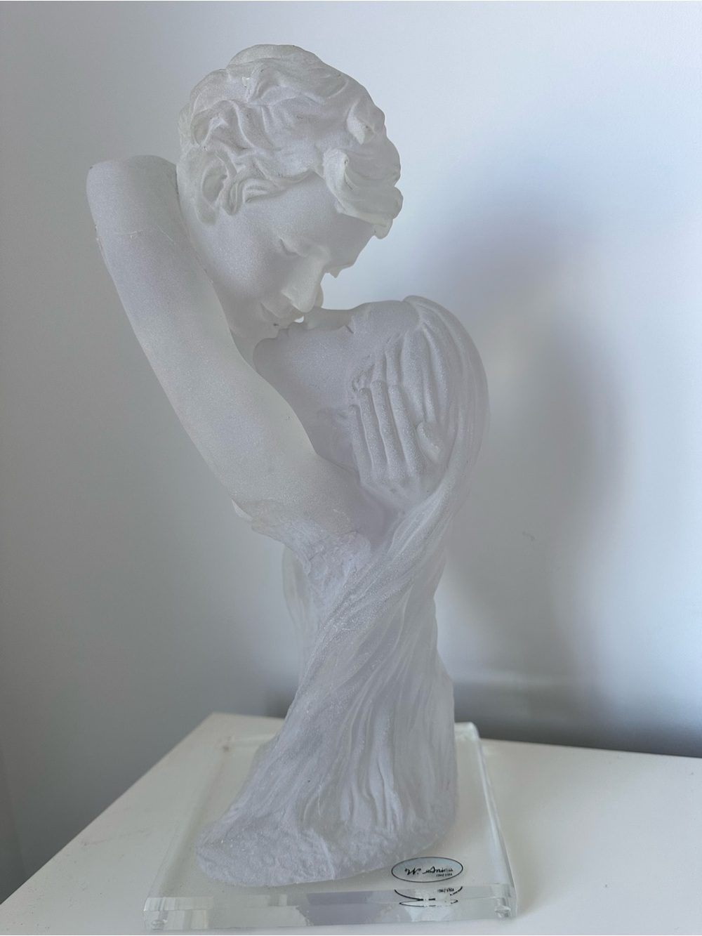 Vintage W. Anina Crystalline Collection Lovers Sculpture | Frosted Resin Lucite